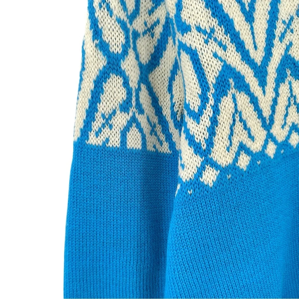 Vintage Made in Canada Lady Anne Blue & White Wool Cardigan Sweater - Picture 4 of 8